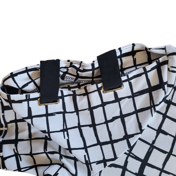 JM Winded Grid Stretch Black and White Dress Medium, Light Weight NWT - Picture 6 of 9